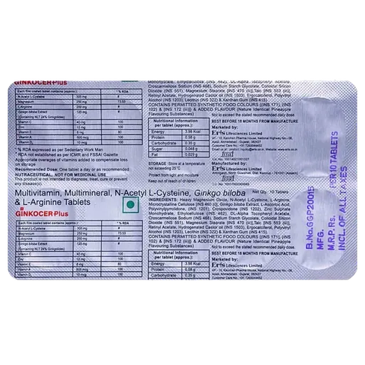 ginkocer plus tablet 10's